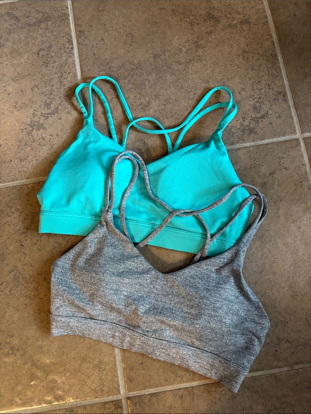Old Navy Strappy Sports Bralettes — Teal & Gray